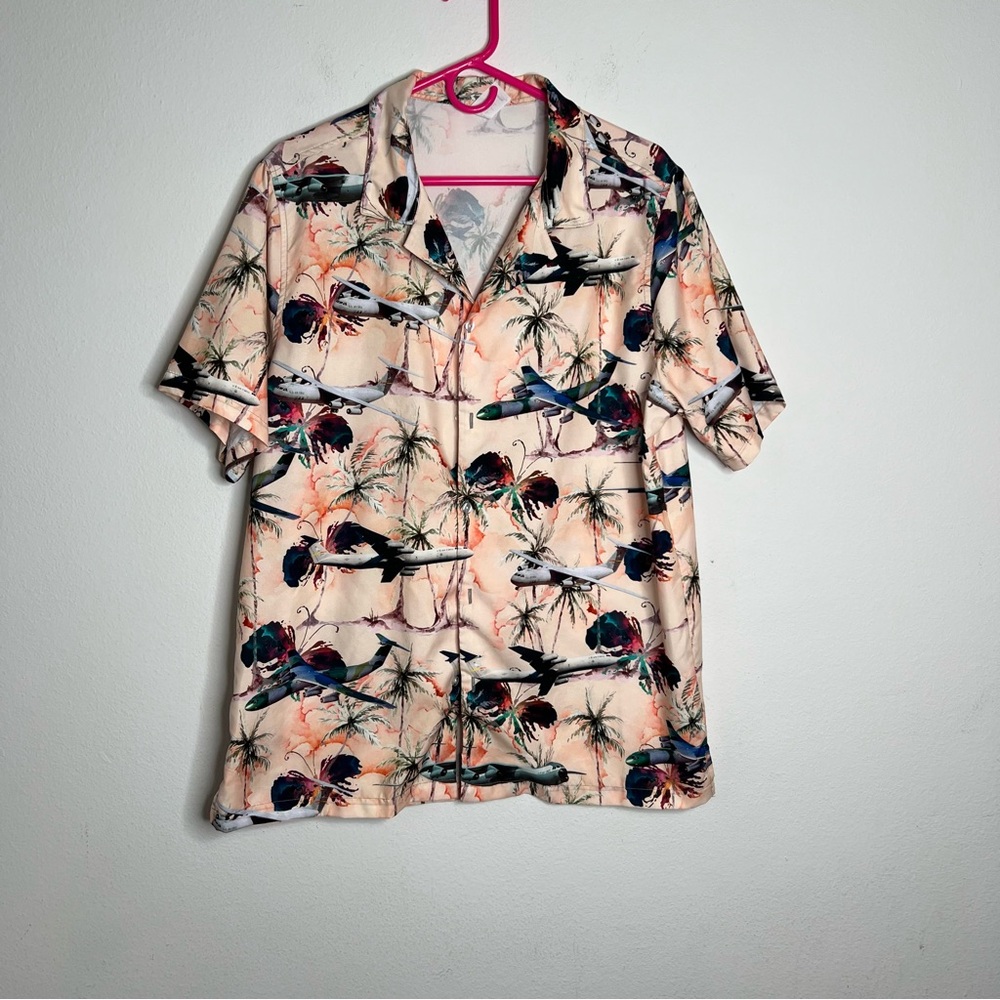 GarmentOne Mens Shirt  planes print Short Sleeves Sz M